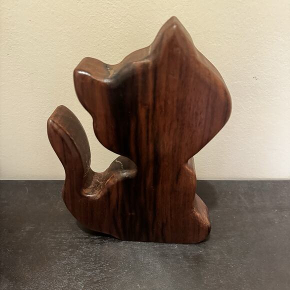 VTG MCM Wooden Cat Kitty Kitten 9" Hand Carved Artisan Cat Lady Minimalist Decor - Picture 14 of 16